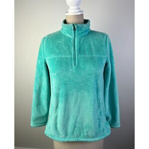 Talbots Mint Green‎ Plush Fleece Quarter Zip Pullover Sweater Size S/P